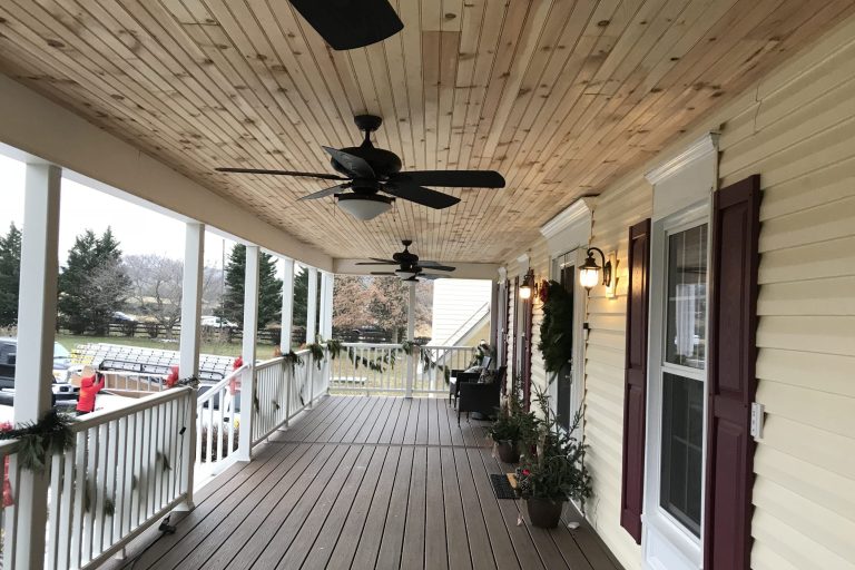 Covered porch with seating