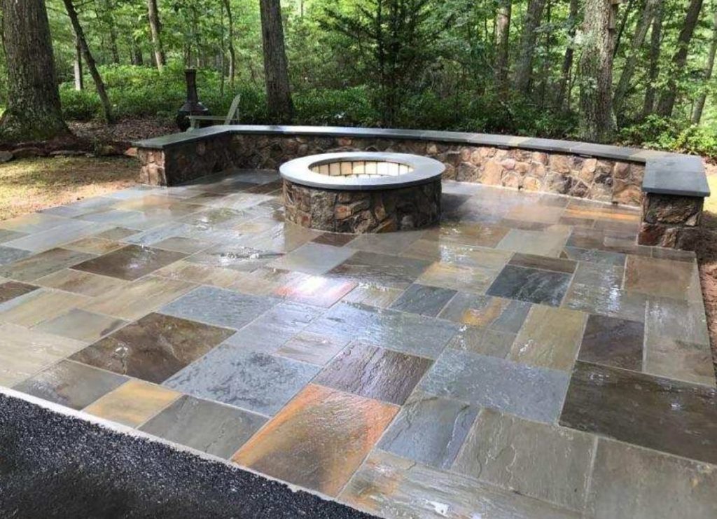 Stone patio with fire pit